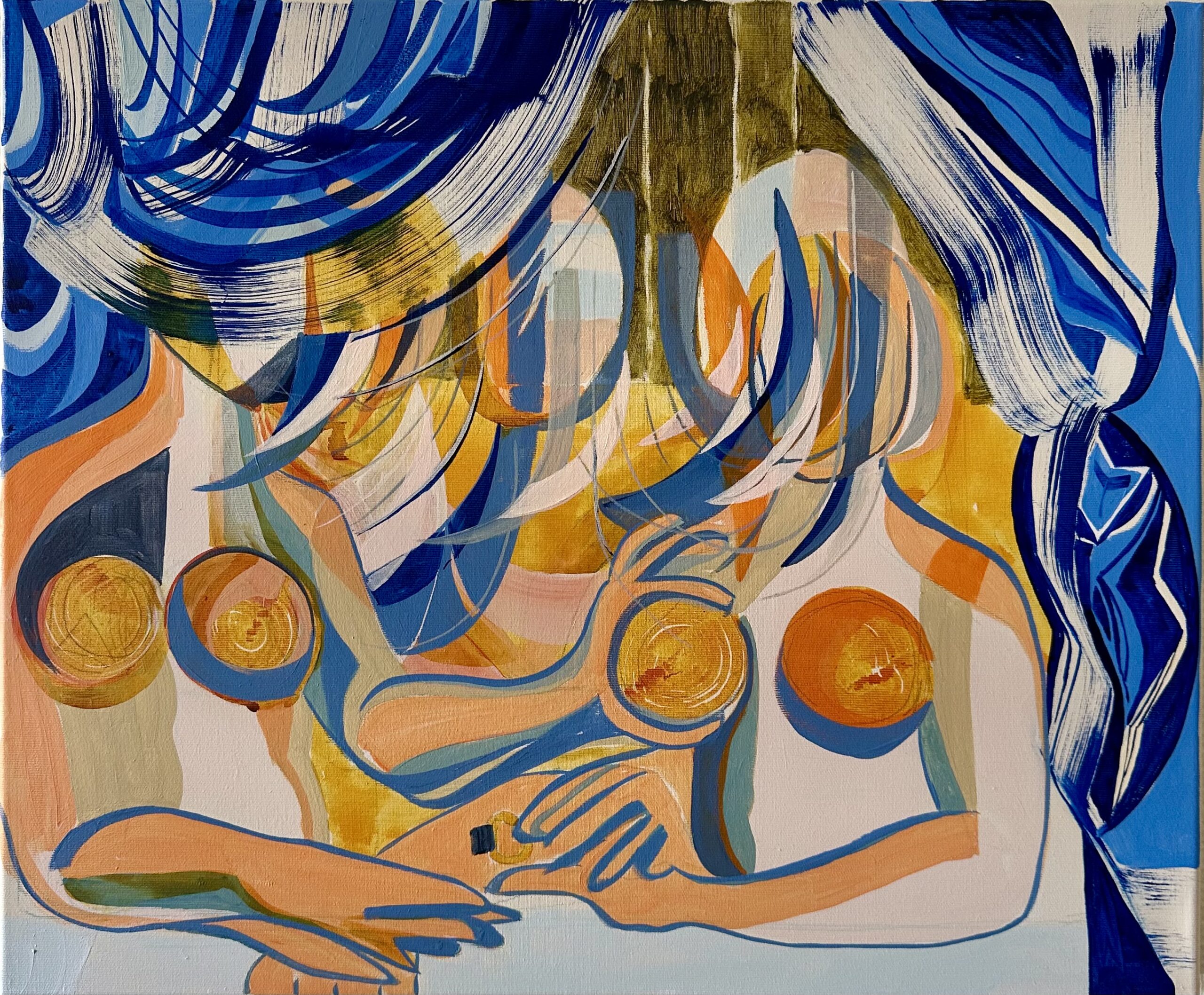 Deep Talk, 2026, 50x60cm, ink and acrylic on canvas